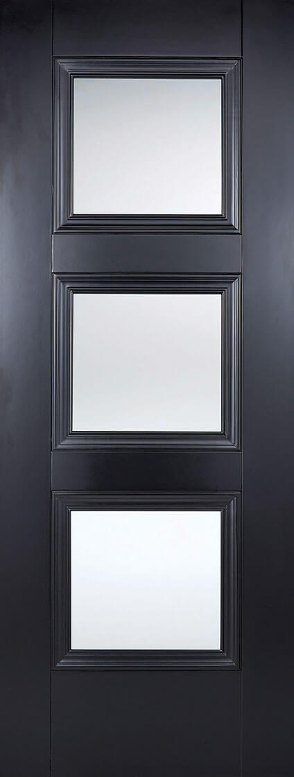 LPD Amsterdam 3L Glazed Primed Black Internal Door - Trusted Building Supplies