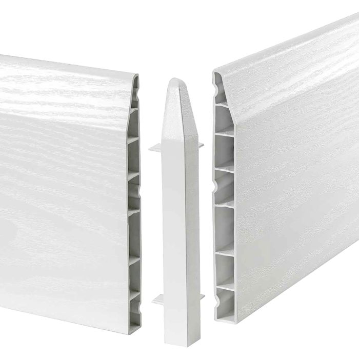 Roomline uPVC Chamfered Skirting Board External Corners - Pack of 2 - Trusted Building Supplies