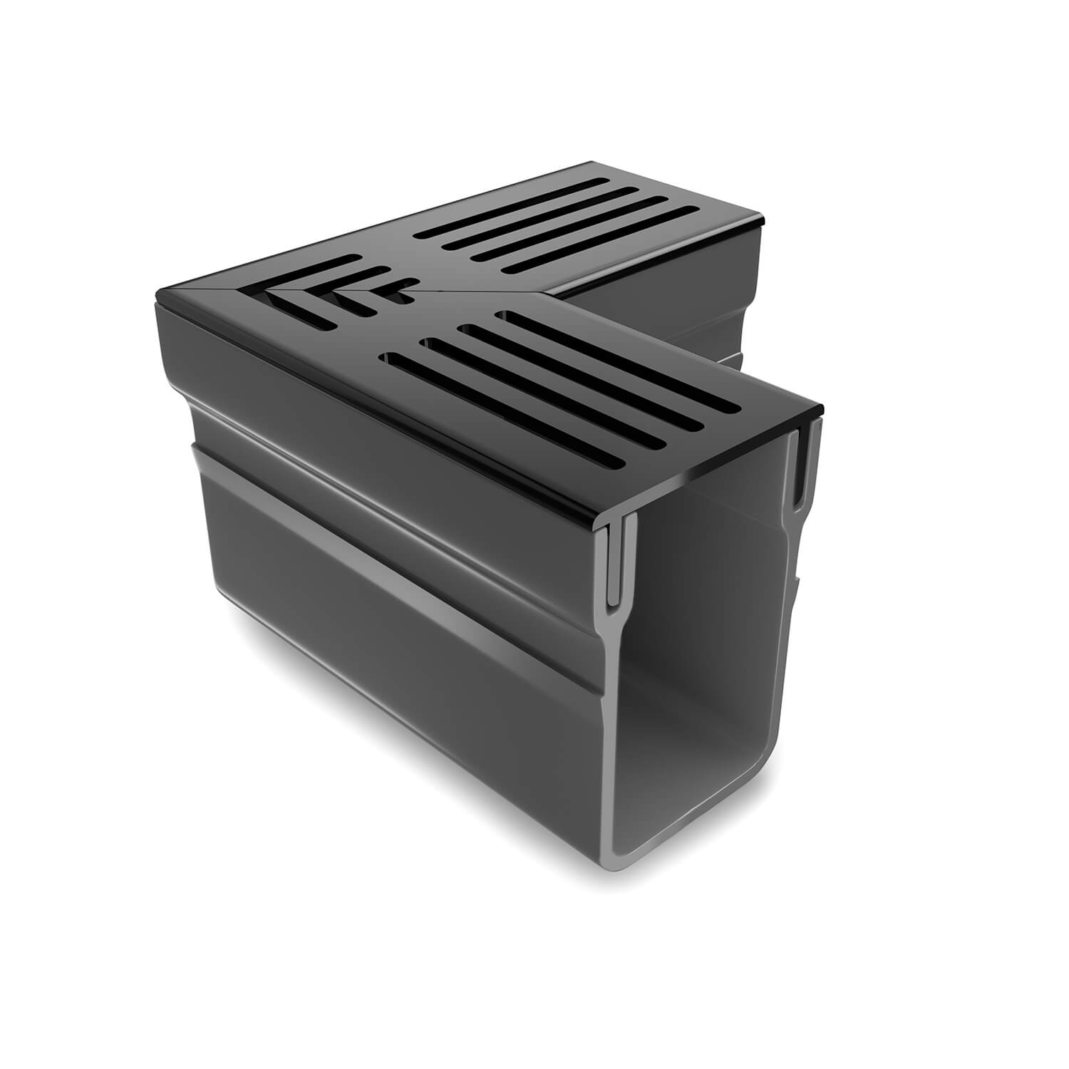 Alusthetic Threshold Channel Drain Corner with Aluminium Grating - Trusted Building Supplies