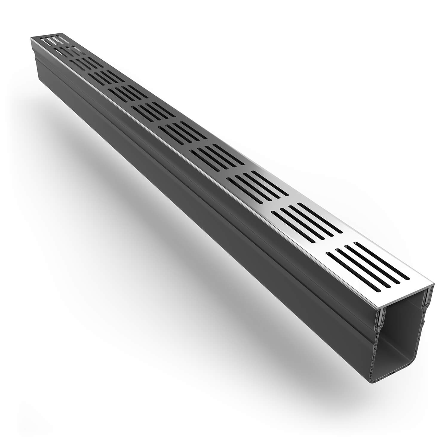 Alusthetic Threshold Channel Drain with Aluminium Grating - 1000mm - Trusted Building Supplies