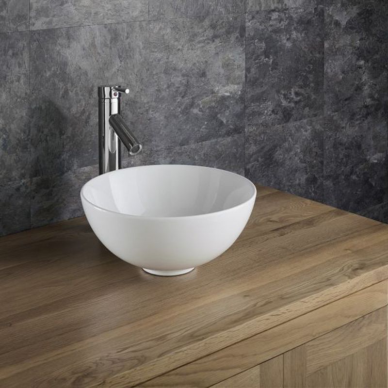 Cami White Ceramic Small Round Countertop Basin 320mm - Trusted Building Supplies