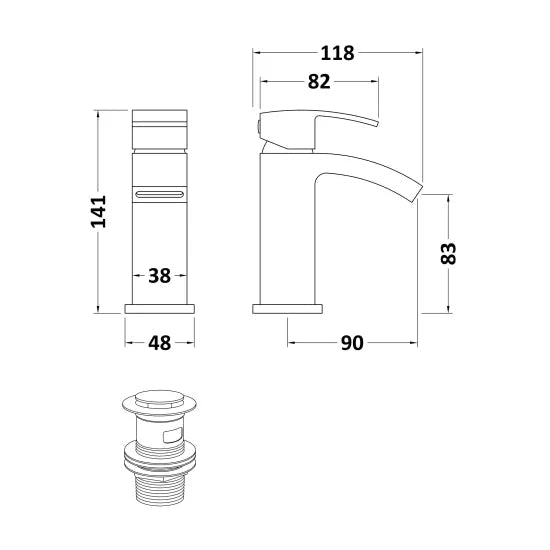 Cascade Brushed Brass Mono Basin Mixer Tap with Push Button Waste TSI815 - Trusted Building Supplies