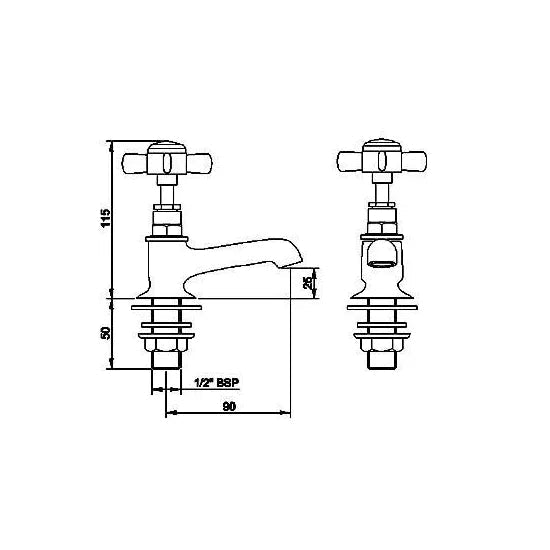 Classic Chrome Basin Taps - Trusted Building Supplies
