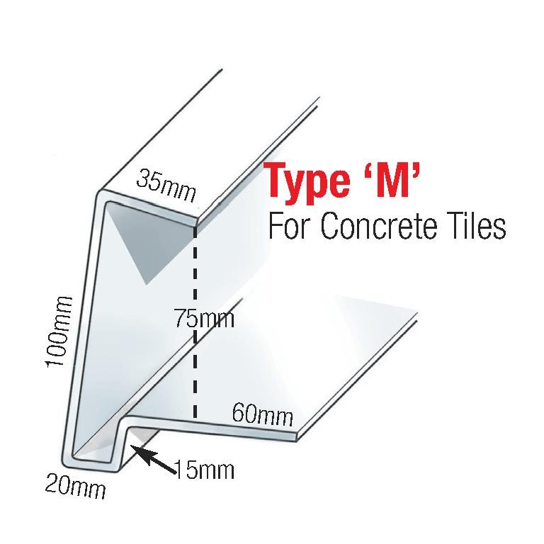 Continuous Dry Verge M Type for Thin Leading Edge Concrete Tiles - 5m - Trusted Building Supplies