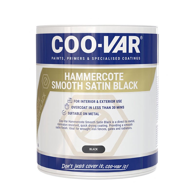 Coo - Var Hammercote Black Satin Finish Metal Paint - Trusted Building Supplies