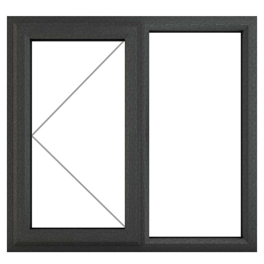 Crystal uPVC Grey Left Hung Clear Double Glazed Fixed Light Window - Trusted Building Supplies