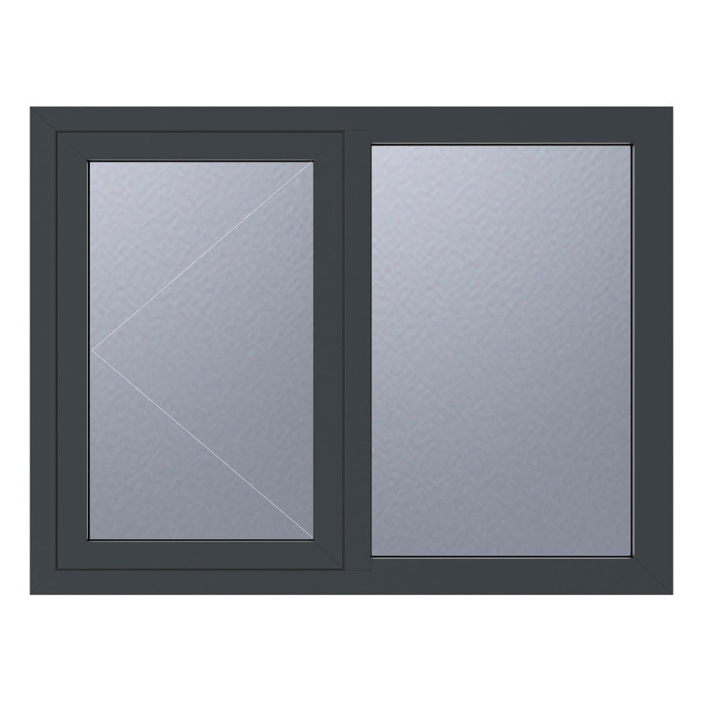 Crystal uPVC Grey Left Hung Obscure Double Glazed Fixed Light Window - Trusted Building Supplies