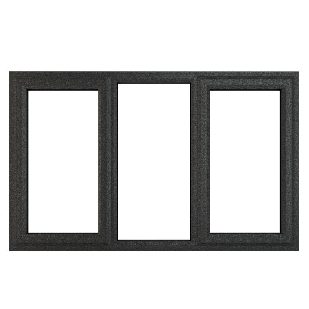 Crystal uPVC Grey Left & Right Hung Clear Double Glazed Fixed Centre Window - Trusted Building Supplies