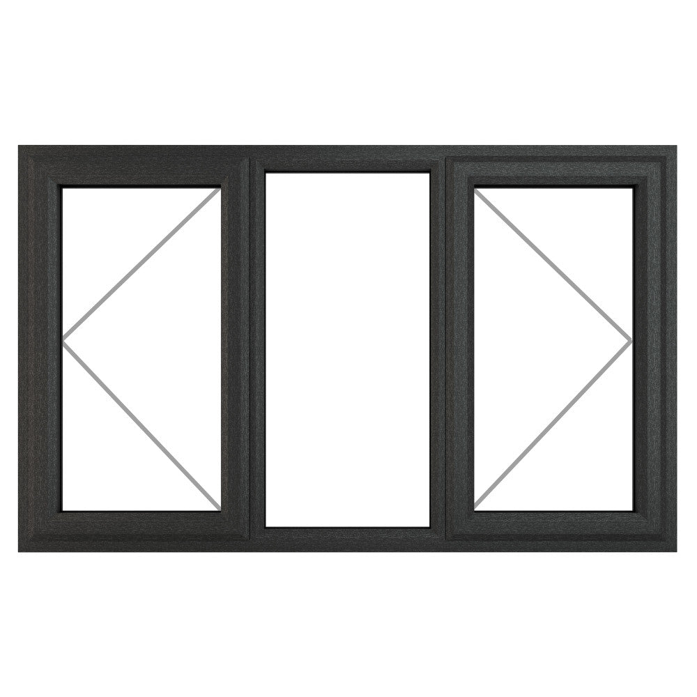 Crystal uPVC Grey Left & Right Hung Clear Double Glazed Fixed Centre Window - Trusted Building Supplies