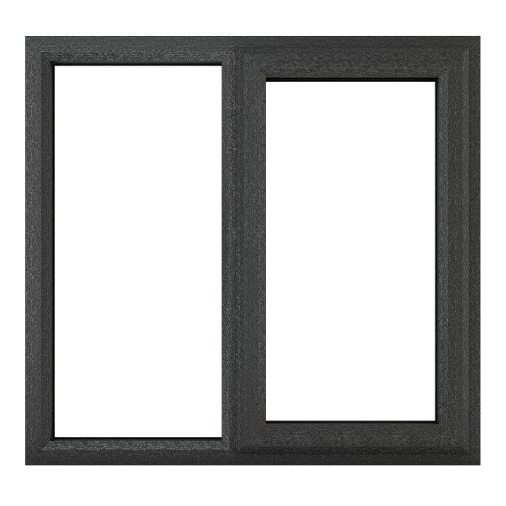 Crystal uPVC Grey Right Hung Clear Double Glazed Fixed Light Window - Trusted Building Supplies