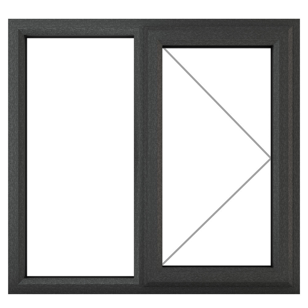 Crystal uPVC Grey Right Hung Clear Double Glazed Fixed Light Window - Trusted Building Supplies
