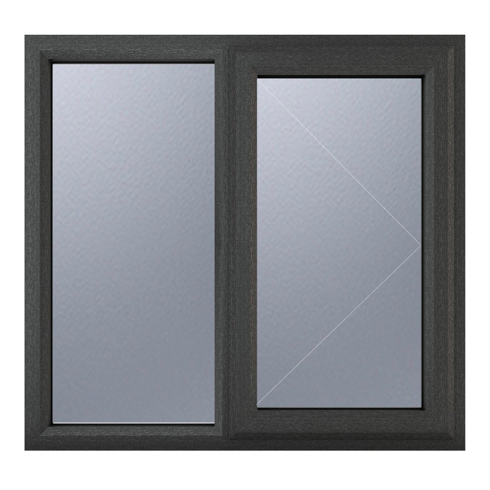 Crystal uPVC Grey Right Hung Obscure Double Glazed Fixed Light Window - Trusted Building Supplies