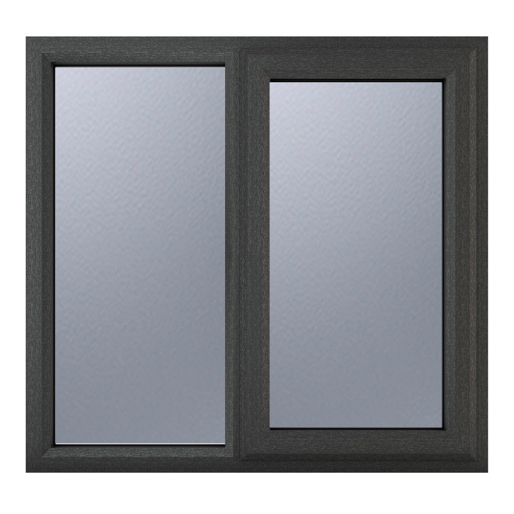 Crystal uPVC Grey Right Hung Obscure Double Glazed Fixed Light Window - Trusted Building Supplies