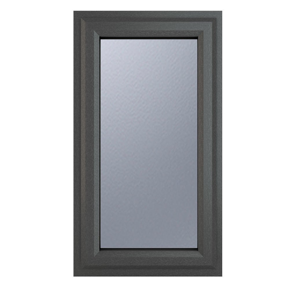 Crystal uPVC Grey Right Hung Obscure Double Glazed Window - Trusted Building Supplies