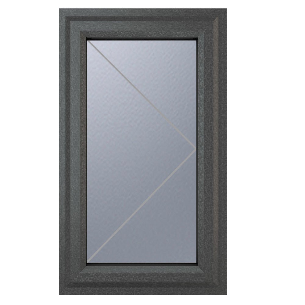 Crystal uPVC Grey Right Hung Obscure Double Glazed Window - Trusted Building Supplies
