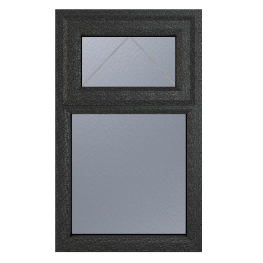 Crystal uPVC Grey Top Hung Opener Obscure Double Glazed Fixed Light Window - Trusted Building Supplies