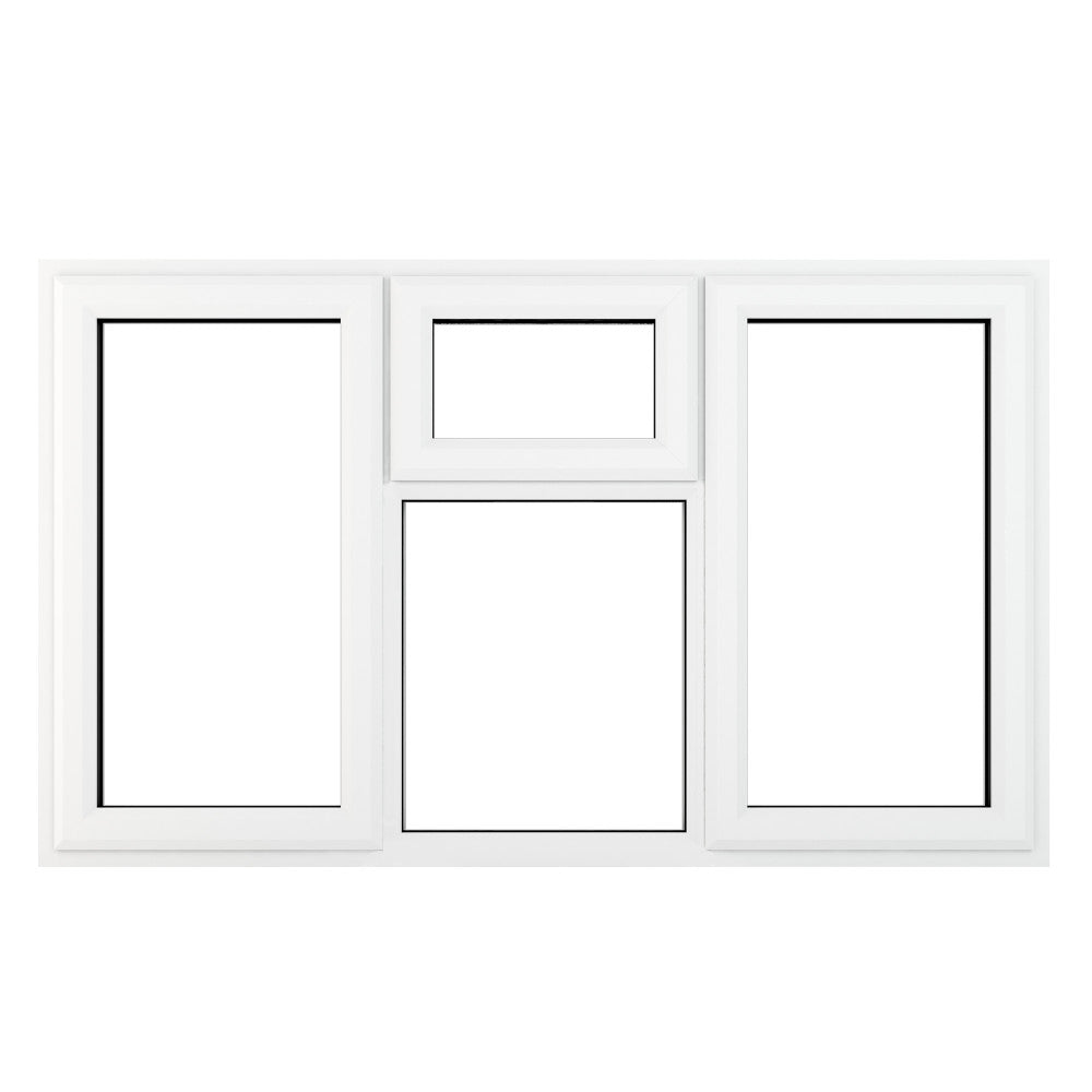 Crystal uPVC White Left & Right Hung Clear Double Glazed Fixed Light Centre Window - Trusted Building Supplies