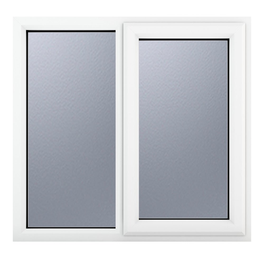 Crystal uPVC White Right Hung Obscure Double Glazed Fixed Light Window - Trusted Building Supplies