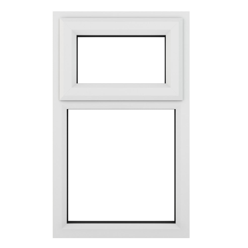 Crystal uPVC White Top Hung Opener Clear Double Glazed Fixed Light Window - Trusted Building Supplies
