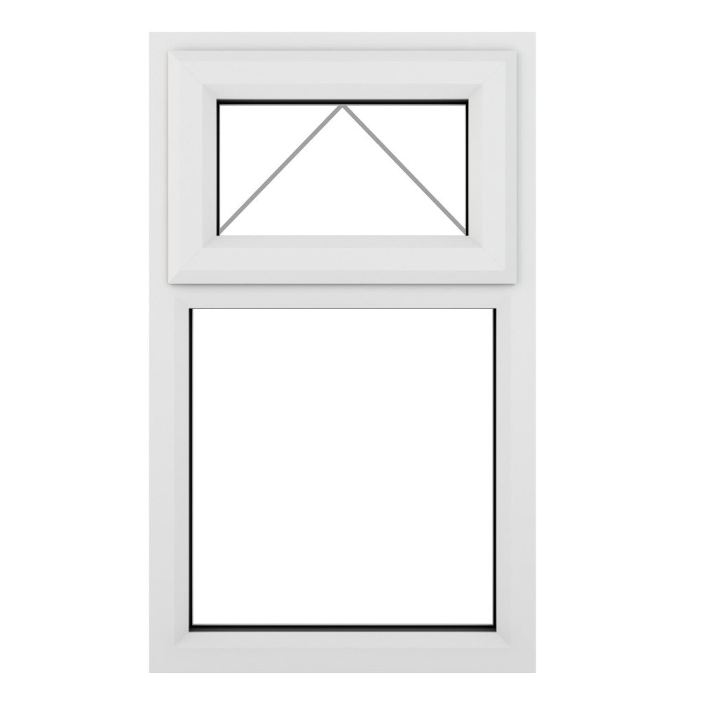 Crystal uPVC White Top Hung Opener Clear Double Glazed Fixed Light Window - Trusted Building Supplies