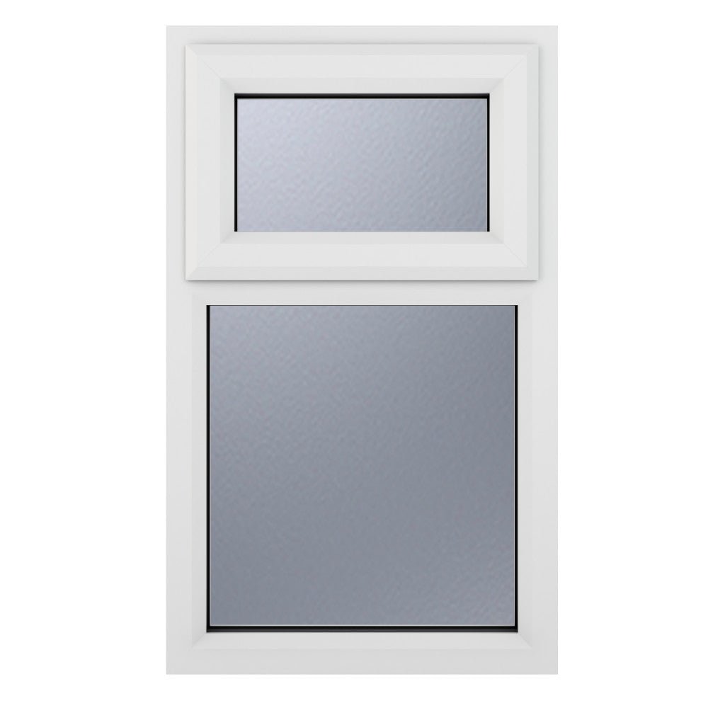 Crystal uPVC White Top Hung Opener Obscure Double Glazed Fixed Light Window - Trusted Building Supplies