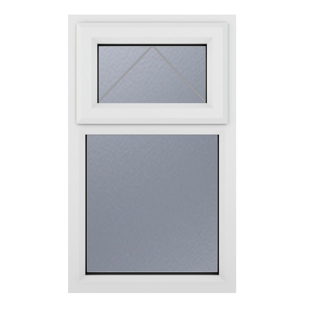 Crystal uPVC White Top Hung Opener Obscure Double Glazed Fixed Light Window - Trusted Building Supplies