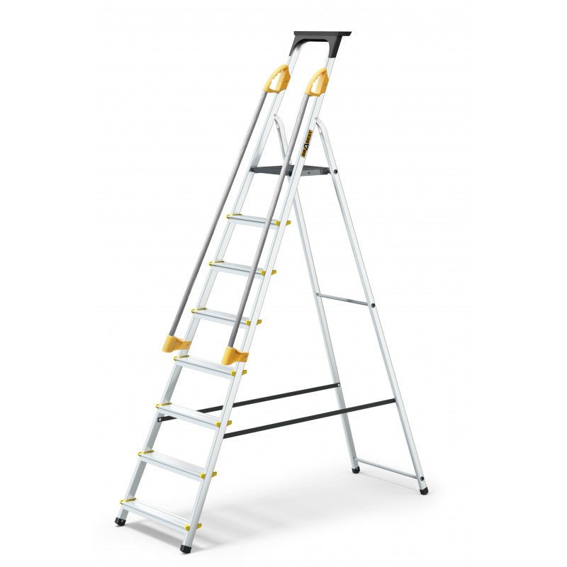 Drabest Aluminium Professional Ladder 150kg With Handrails & Tool Shelf - Trusted Building Supplies