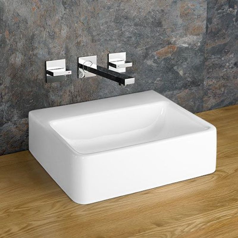 Elana White Ceramic Rectangular Countertop Basin 400mm x 300mm - Trusted Building Supplies