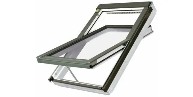 FAKRO PTP - V Z - Wave P5 White PVC Electric Triple Glazed Centre Pivot Roof Window - Trusted Building Supplies