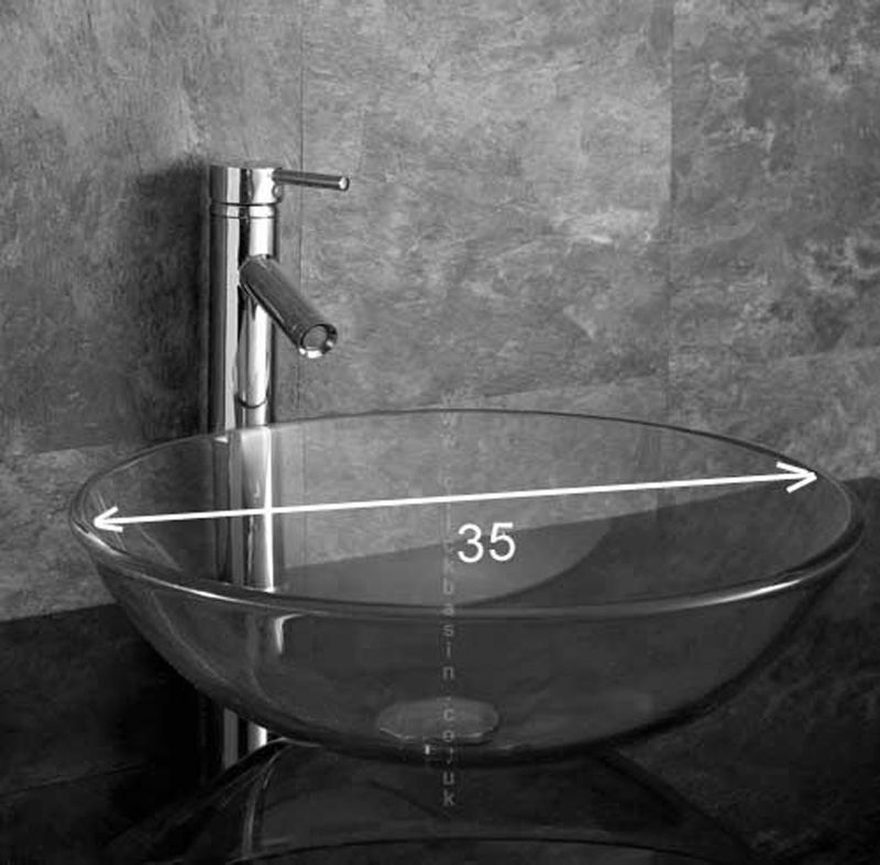 Ferrara Clear Glass Round Countertop Basin 350mm - Trusted Building Supplies