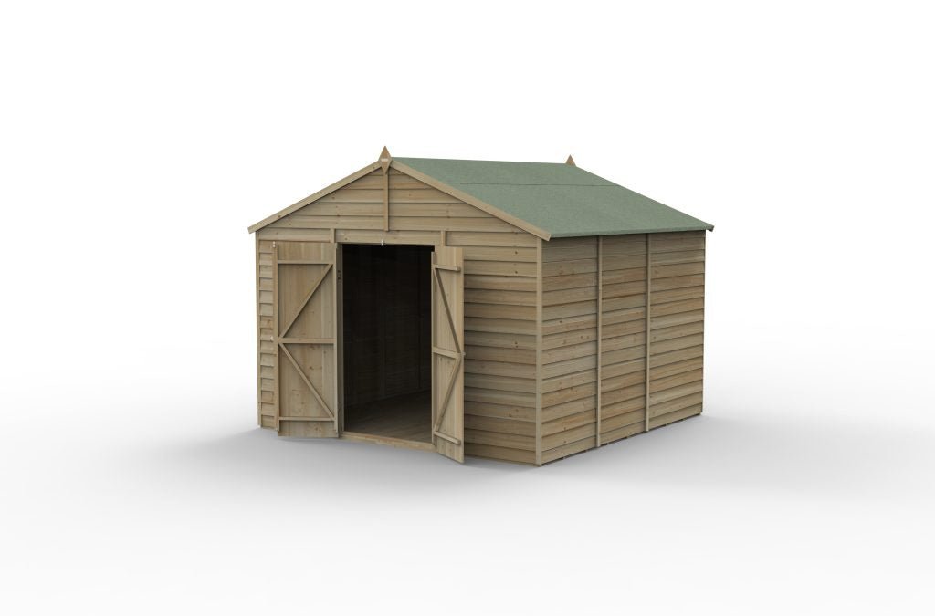 Forest Garden - 4Life Pressure Treated Overlap Apex Shed - 10ft x 10ft - Trusted Building Supplies