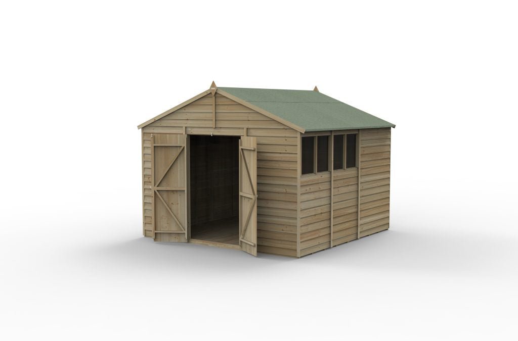 Forest Garden - 4Life Pressure Treated Overlap Apex Shed - 10ft x 10ft - Trusted Building Supplies