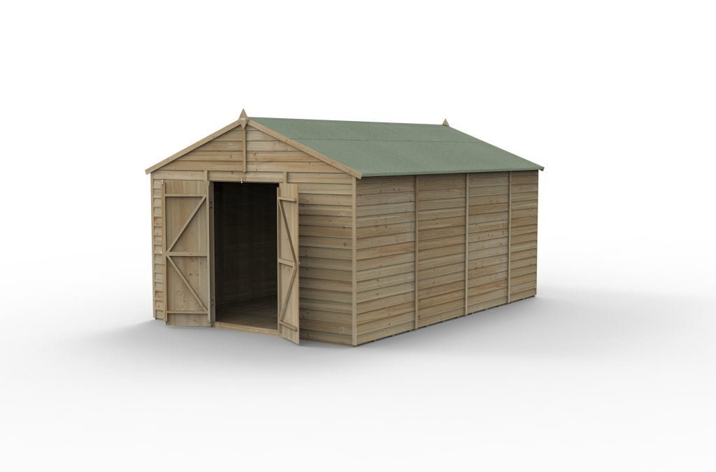 Forest Garden - 4Life Pressure Treated Overlap Apex Shed - 10ft x 15ft - Trusted Building Supplies