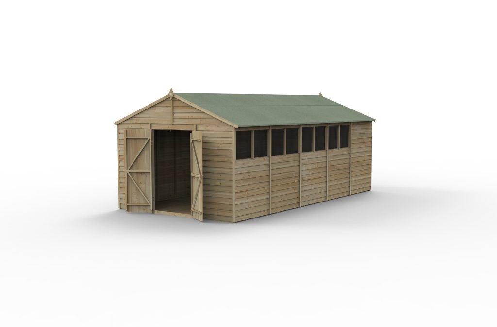 Forest Garden - 4Life Pressure Treated Overlap Apex Shed - 10ft x 20ft - Trusted Building Supplies