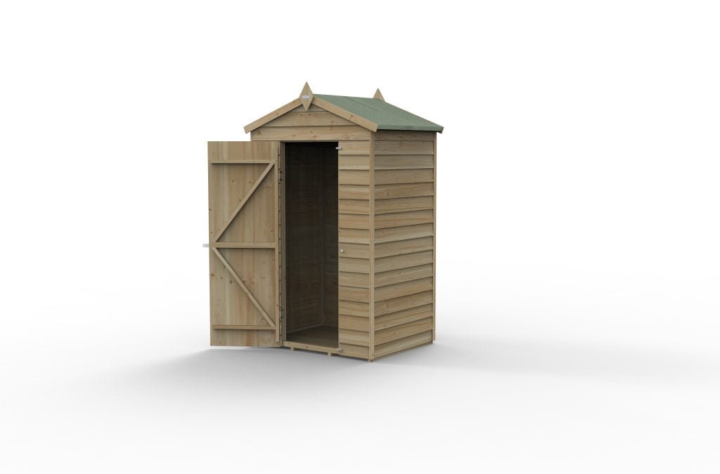 Forest Garden - 4Life Pressure Treated Overlap Apex Shed - 4ft x 3ft - Trusted Building Supplies