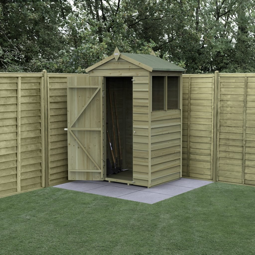 Forest Garden - 4Life Pressure Treated Overlap Apex Shed - 4ft x 3ft - Trusted Building Supplies