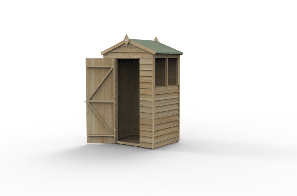Forest Garden - 4Life Pressure Treated Overlap Apex Shed - 4ft x 3ft - Trusted Building Supplies