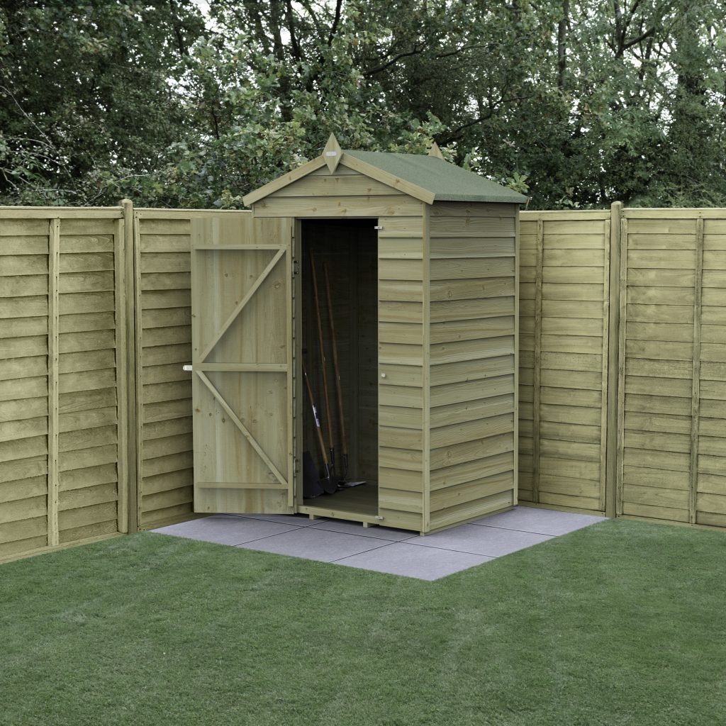 Forest Garden - 4Life Pressure Treated Overlap Apex Shed - 4ft x 3ft - Trusted Building Supplies