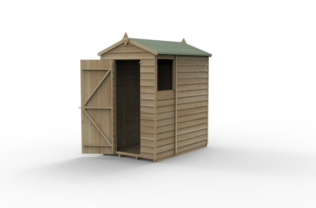 Forest Garden - 4Life Pressure Treated Overlap Apex Shed - 4ft x 6ft - Trusted Building Supplies