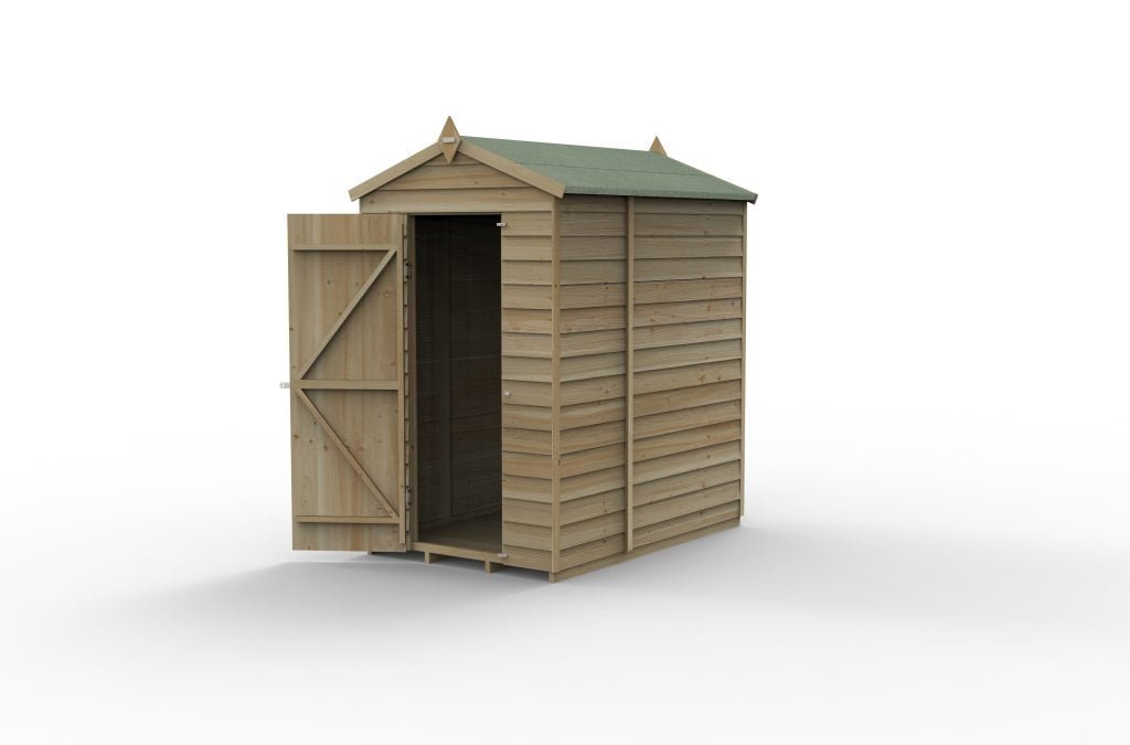 Forest Garden - 4Life Pressure Treated Overlap Apex Shed - 4ft x 6ft - Trusted Building Supplies