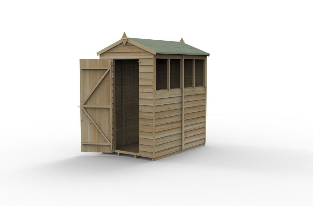 Forest Garden - 4Life Pressure Treated Overlap Apex Shed - 4ft x 6ft - Trusted Building Supplies