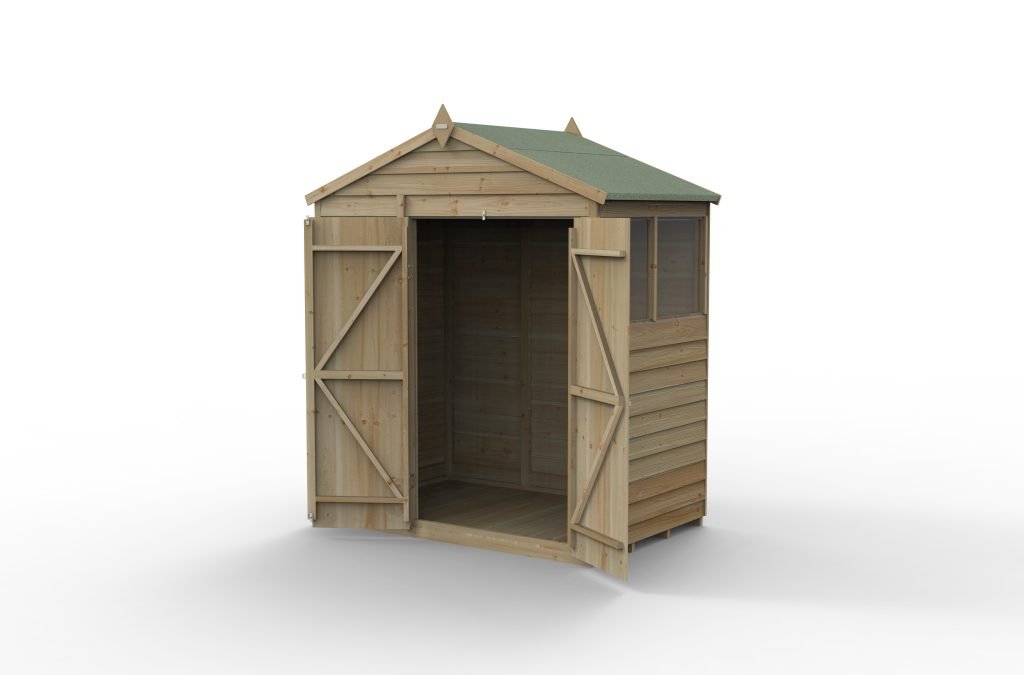 Forest Garden - 4Life Pressure Treated Overlap Apex Shed - 6ft x 4ft - Trusted Building Supplies