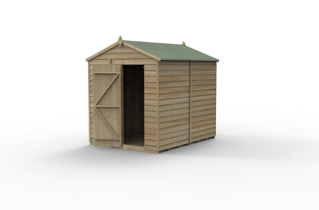 Forest Garden - 4Life Pressure Treated Overlap Apex Shed - 6ft x 8ft - Trusted Building Supplies