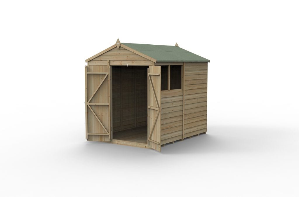 Forest Garden - 4Life Pressure Treated Overlap Apex Shed - 6ft x 8ft - Trusted Building Supplies