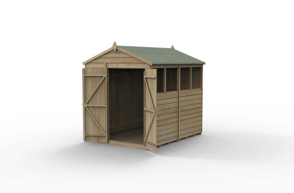 Forest Garden - 4Life Pressure Treated Overlap Apex Shed - 6ft x 8ft - Trusted Building Supplies