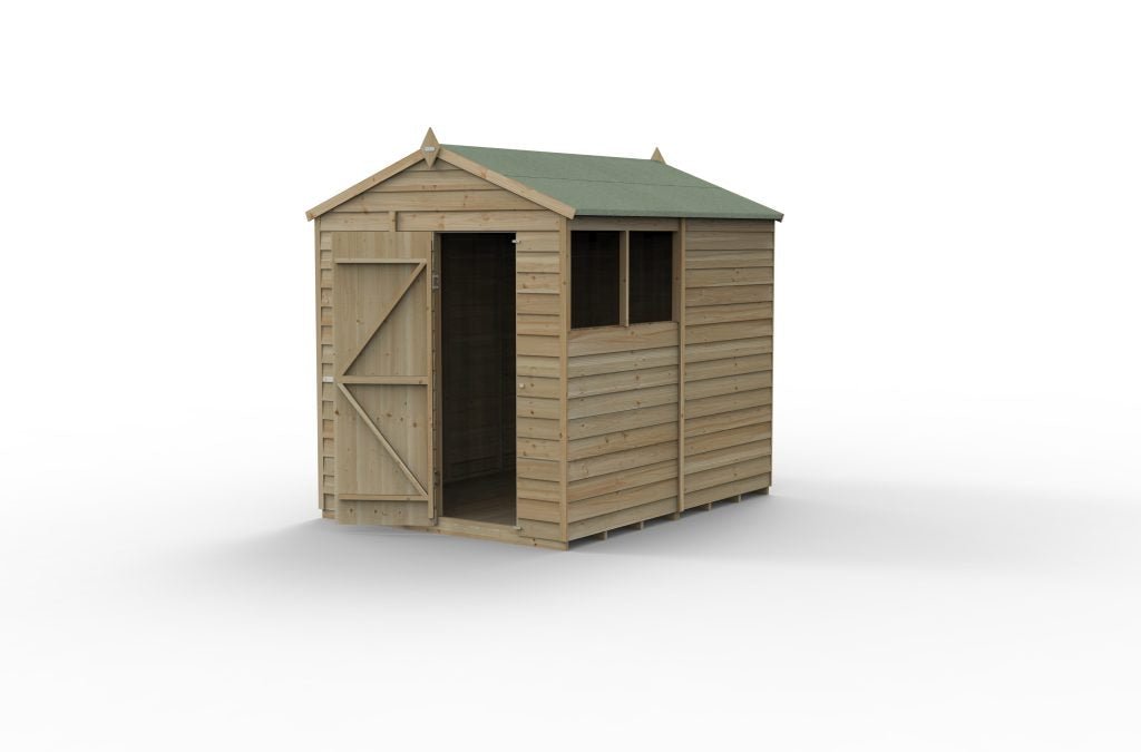 Forest Garden - 4Life Pressure Treated Overlap Apex Shed - 6ft x 8ft - Trusted Building Supplies