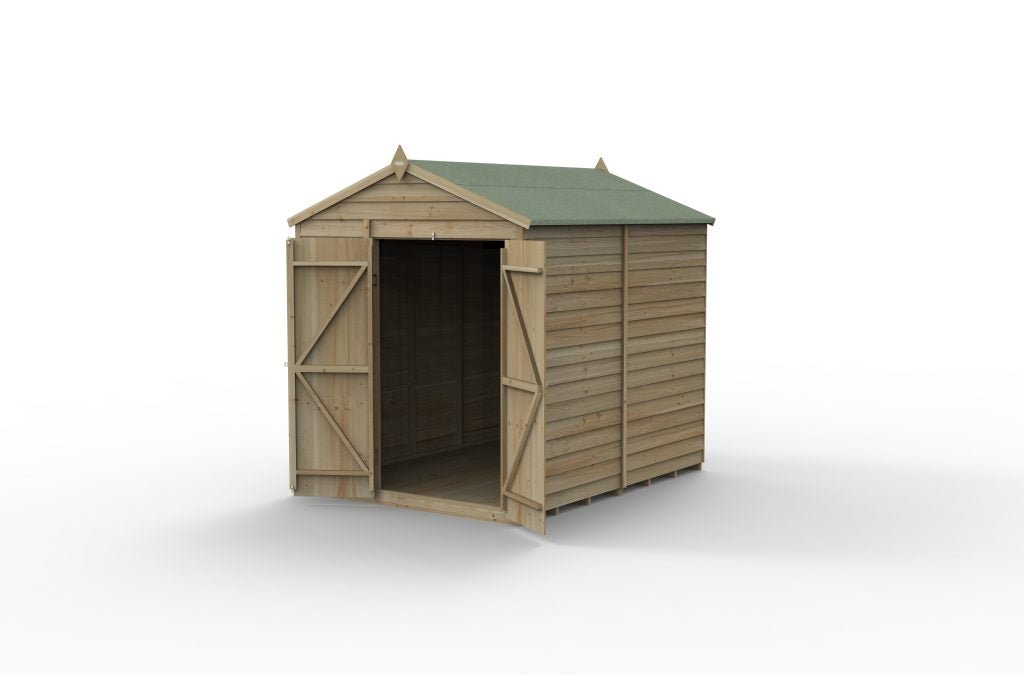 Forest Garden - 4Life Pressure Treated Overlap Apex Shed - 6ft x 8ft - Trusted Building Supplies
