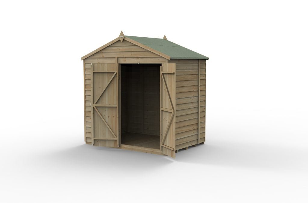Forest Garden - 4Life Pressure Treated Overlap Apex Shed - 7ft x 5ft - Trusted Building Supplies