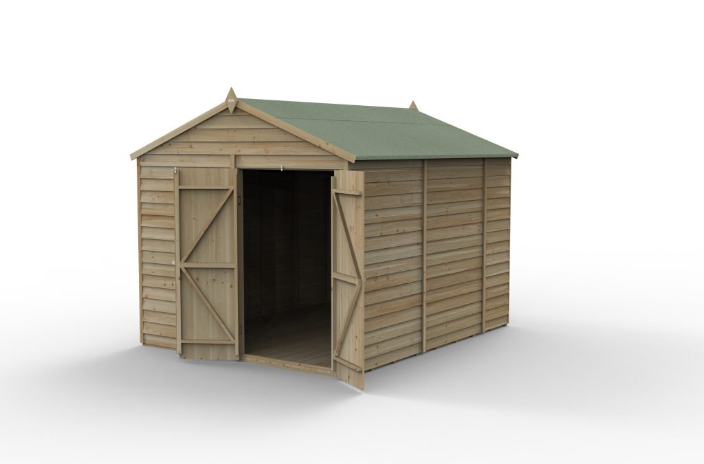 Forest Garden - 4Life Pressure Treated Overlap Apex Shed - 8ft x 10ft - Trusted Building Supplies