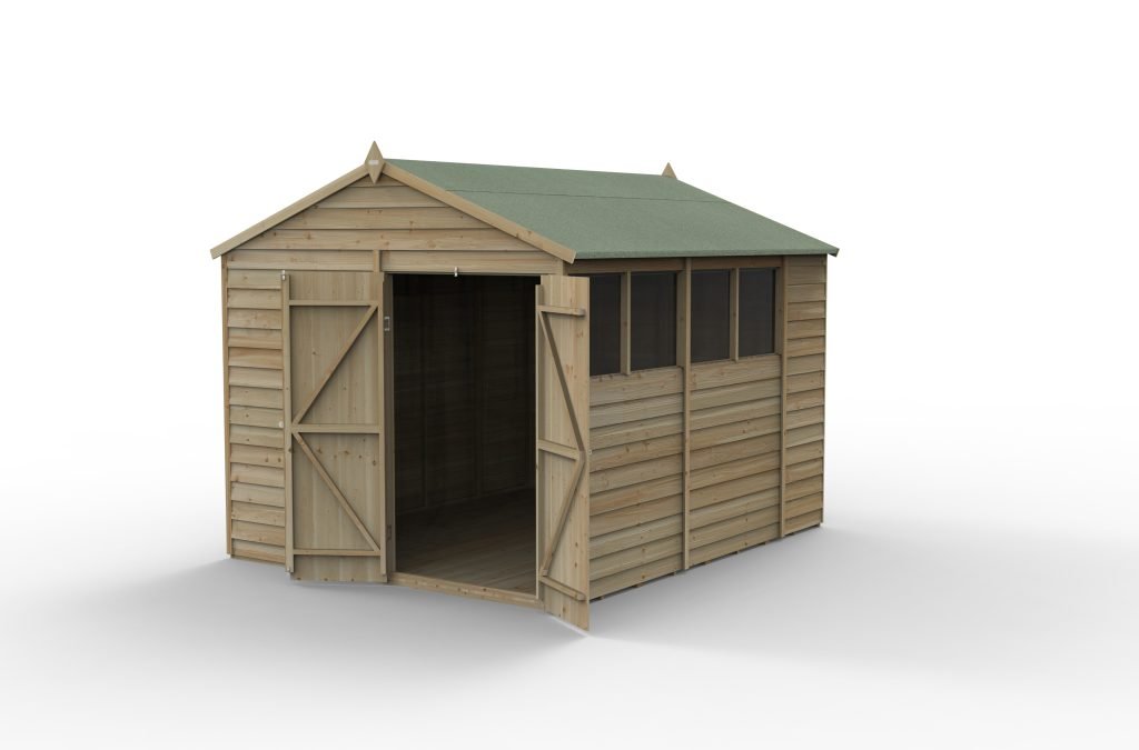 Forest Garden - 4Life Pressure Treated Overlap Apex Shed - 8ft x 10ft - Trusted Building Supplies